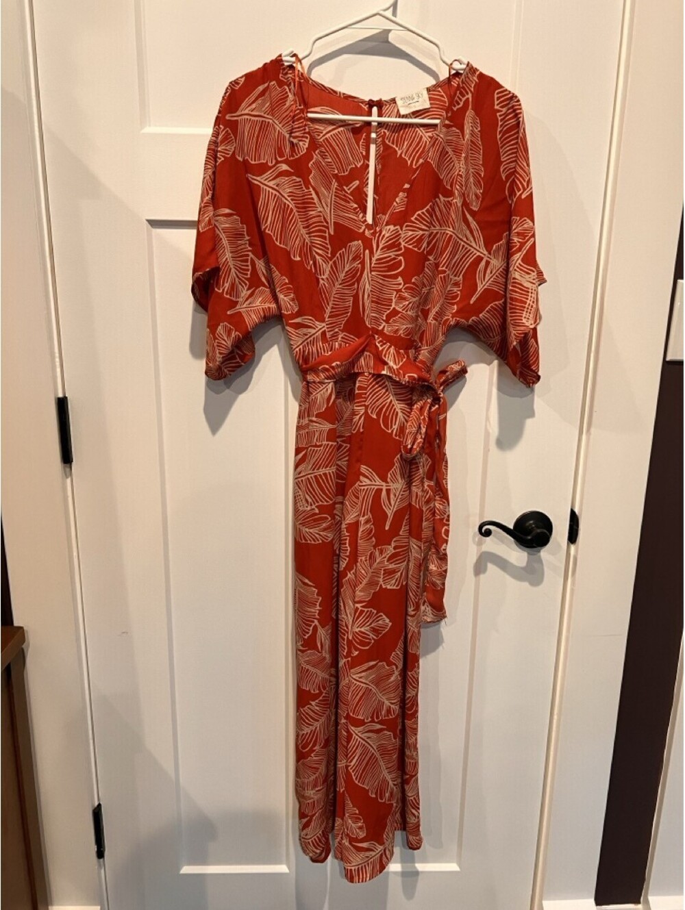 Sienna Sky Womens S Rust Paisley Leaf Print Wide Leg Jumpsuit Boho